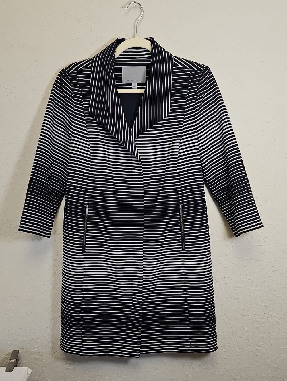 Classiques Entier Navy & White Striped Longline Trench Coat Size Small